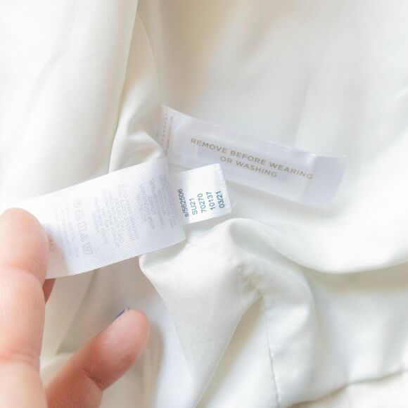 Ann Taylor Off White The Striped Double Breasted Blazer in Linen Cotton Size 6 - Picture 5 of 8